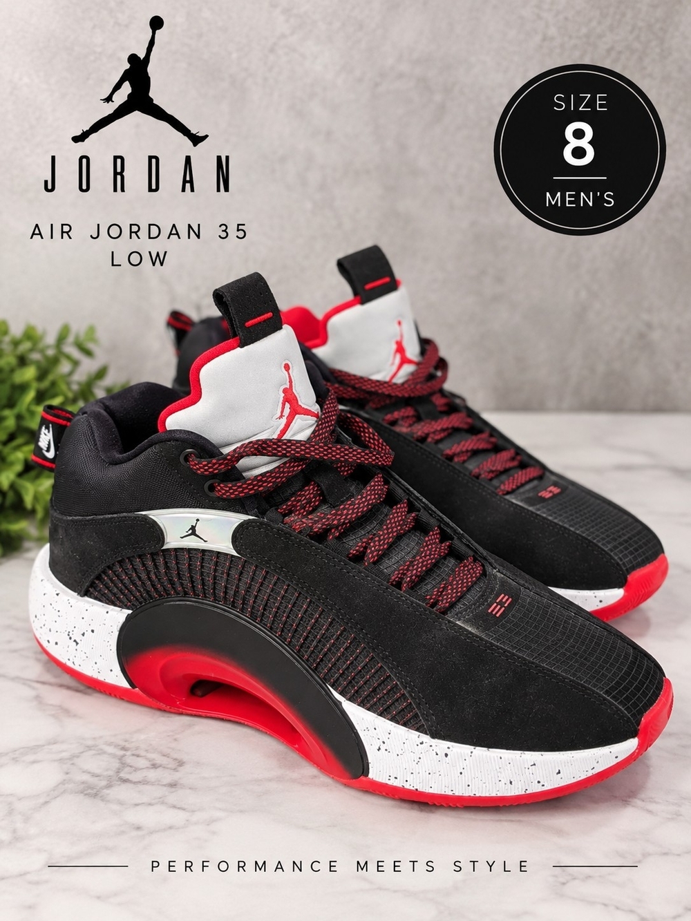 Nike Air Jordan 35 Low Bred Black Red Basketball Shoes Men’s Size 8